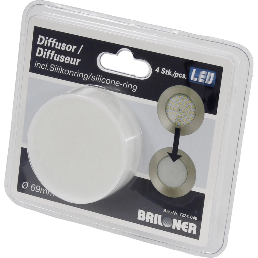 Briloner 7224-040 - Set 4x Difuzer za ugradbeno osvetljenje pr. 69 mm