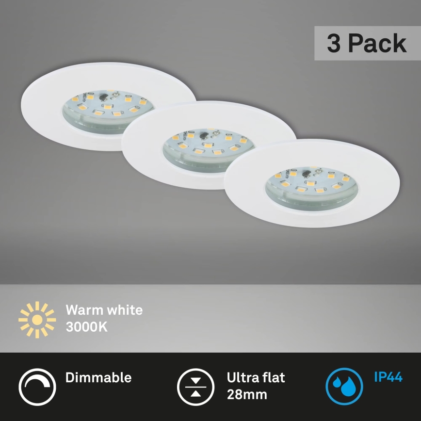 Briloner 7231-036 - Set 3x LED Prigušiva ugradbena lampa za kupatilo LED/5,5W/230V IP44