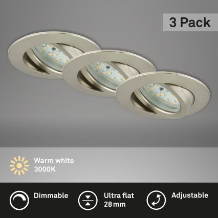 Briloner 7232-032 - KOMPLET 3x LED prigušiva ugradna kupatilska svetiljka ATTACH LED/5,5W/230V IP23