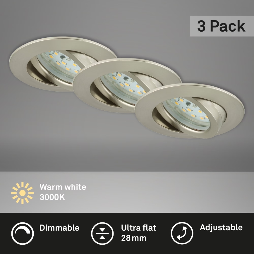 Briloner 7232-032 - KOMPLET 3x LED prigušiva ugradna kupatilska svetiljka ATTACH LED/5,5W/230V IP23