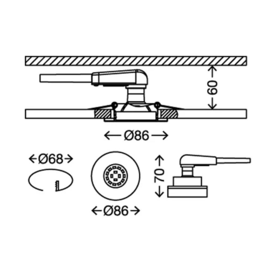 Briloner 7277-038 - Set 3x LED Prigušiva ugradbena lampa za kupatilo 1xGU10/5W/230V IP23