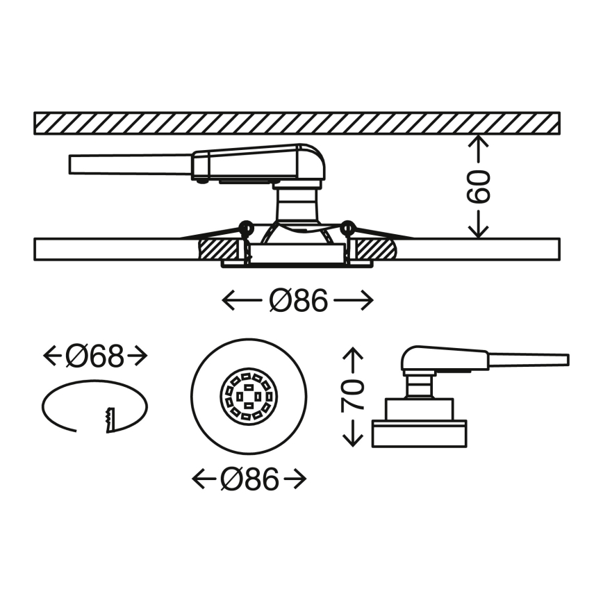 Briloner 7277-039 - Set 3x LED Prigušiva ugradbena lampa za kupatilo 1xGU10/5W/230V IP23