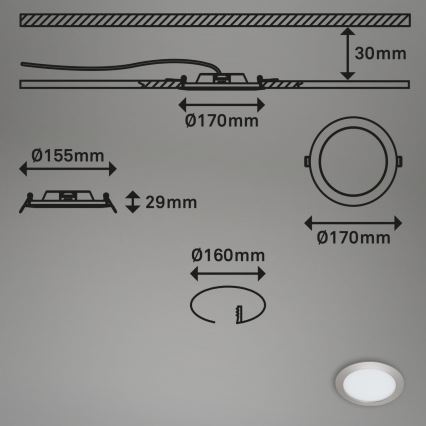 Briloner 7286-012 - LED Ugradbena lampa za kupatilo LED/12W/230V IP44