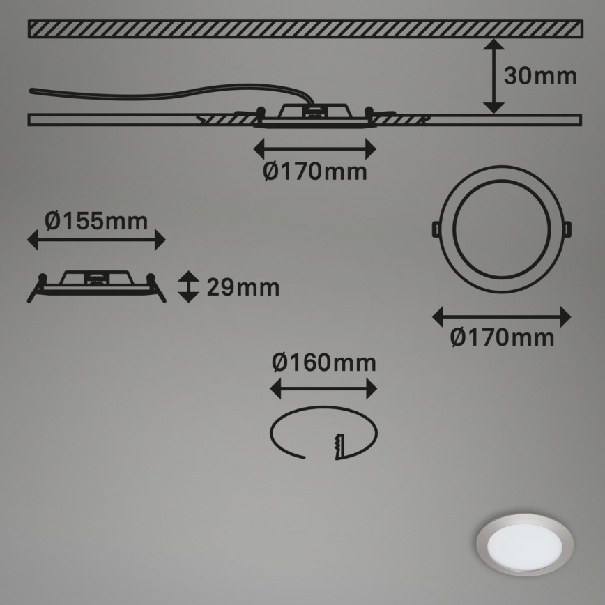 Briloner 7286-012 - LED Ugradbena lampa za kupatilo LED/12W/230V IP44