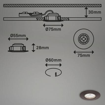 Briloner 7295-031 - Set 3x LED Prigušiva ugradbena lampa za kupatilo ATTACH LED/6,5W/230V IP44