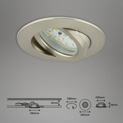 Briloner 7296-012 - LED Prigušiva ugradbena lampa za kupatilo ATTACH LED/6,5W/230V IP23 krom