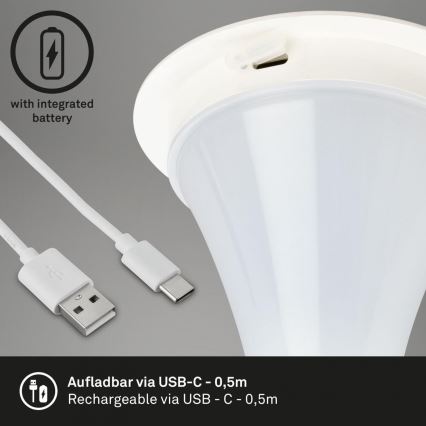 Briloner 7420016 - LED Prigušiva punjiva dodirna vanjska stona lampa LED/4W/5V IP44 3000K bela