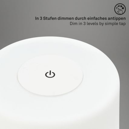 Briloner 7420016 - LED Prigušiva punjiva dodirna vanjska stona lampa LED/4W/5V IP44 3000K bela