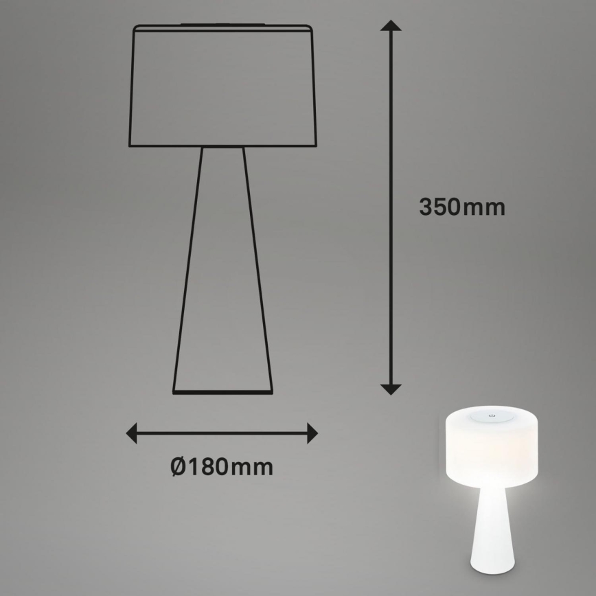 Briloner 7420016 - LED Prigušiva punjiva dodirna vanjska stona lampa LED/4W/5V IP44 3000K bela