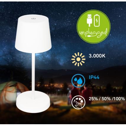 Briloner 7423016 - LED Prigušiva punjiva vanjska stona lampa LED/2,6W/5V IP44 bela