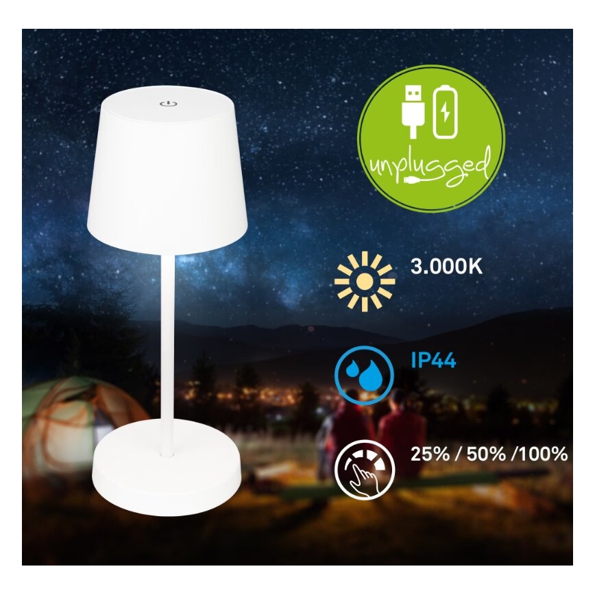 Briloner 7423016 - LED Prigušiva punjiva vanjska stona lampa LED/2,6W/5V IP44 bela