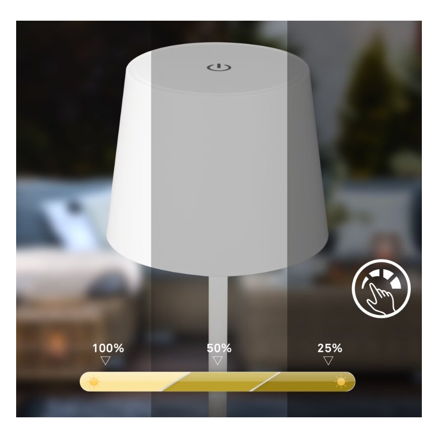 Briloner 7423016 - LED Prigušiva punjiva vanjska stona lampa LED/2,6W/5V IP44 bela