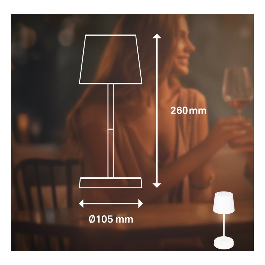 Briloner 7423016 - LED Prigušiva punjiva vanjska stona lampa LED/2,6W/5V IP44 bela