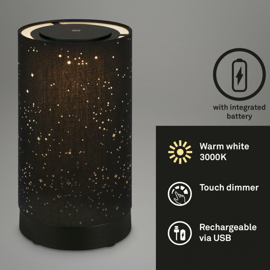 Briloner 7449-015 - LED Prigušiva vanjska dodirna lampa STARRY SKY LED/3W/5V IP44 crno