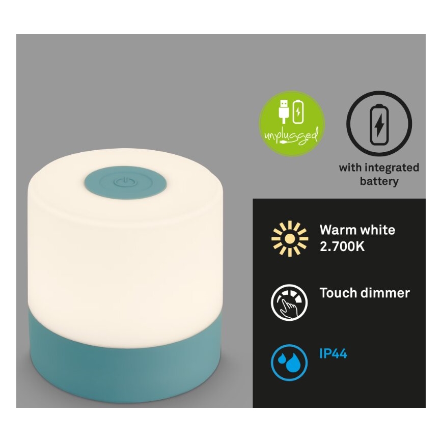 Briloner 7461010 - LED Prigušiva punjiva vanjska stona lampa LED/2W/5V IP44 plava