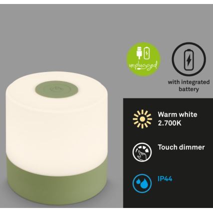 Briloner 7461019 - LED Prigušiva punjiva vanjska stona lampa LED/2W/5V IP44 zelena