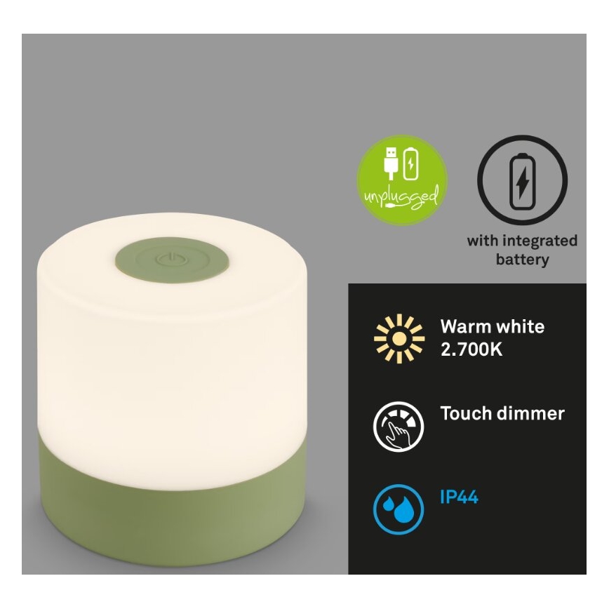 Briloner 7461019 - LED Prigušiva punjiva vanjska stona lampa LED/2W/5V IP44 zelena