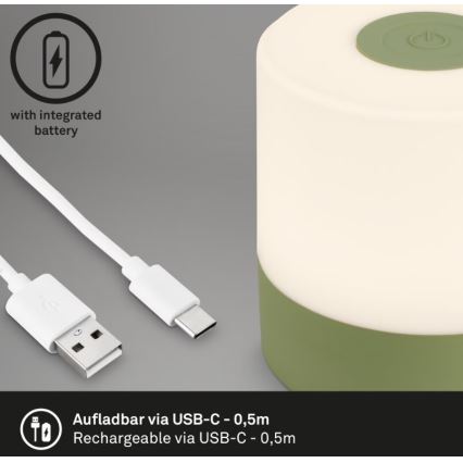 Briloner 7461019 - LED Prigušiva punjiva vanjska stona lampa LED/2W/5V IP44 zelena