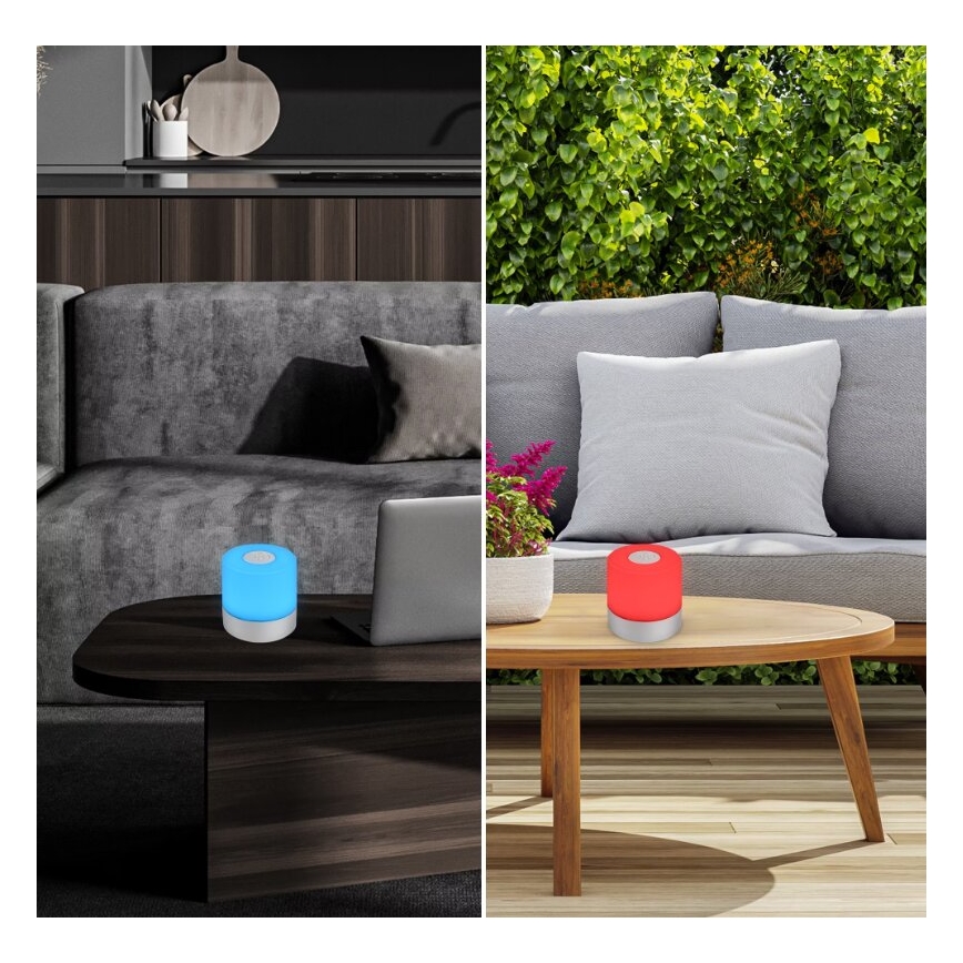 Briloner 7462014 - LED RGB Punjiva spoljašnja stona lampa LED/1,5W/5V IP44 1200 mAh mat hrom