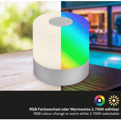 Briloner 7462014 - LED RGB Punjiva vanjska stona lampa LED/1,5W/5V IP44 krom