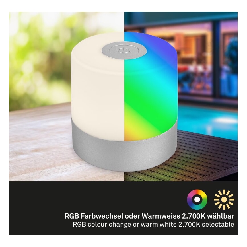 Briloner 7462014 - LED RGB Punjiva vanjska stona lampa LED/1,5W/5V IP44 krom