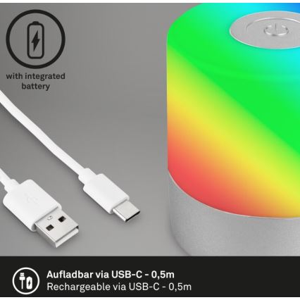 Briloner 7462014 - LED RGB Punjiva vanjska stona lampa LED/1,5W/5V IP44 krom