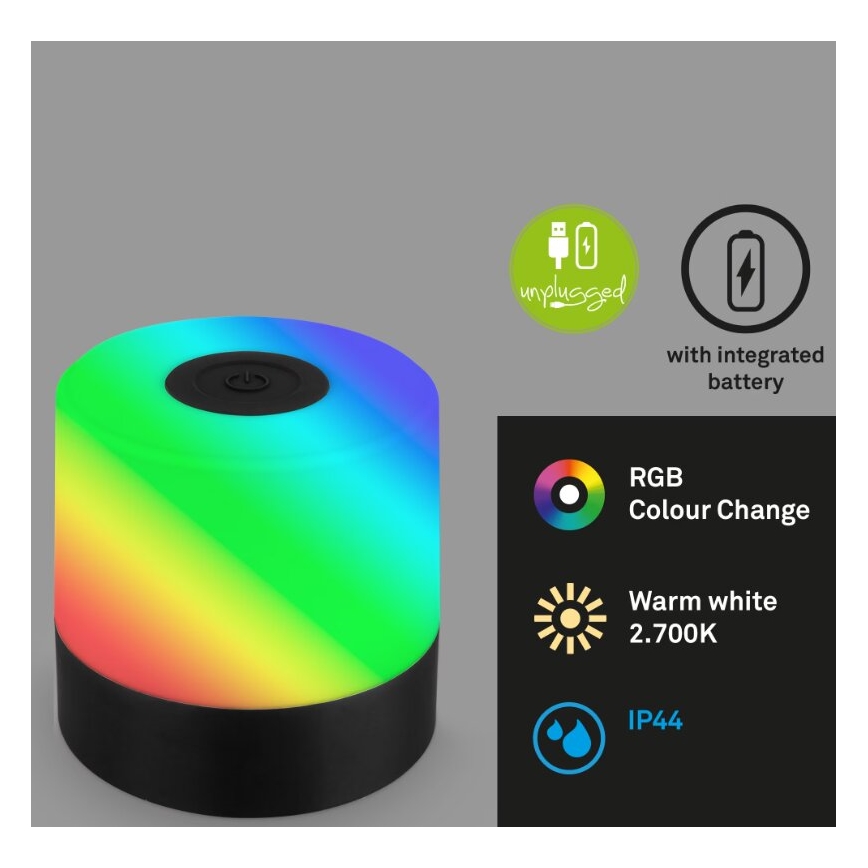 Briloner 7462015 - LED RGB punjiva spoljašnja stona lampa LED/1,5W/5V IP44 1200 mAh crna