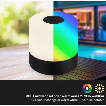 Briloner 7462015 - LED RGB punjiva spoljašnja stona lampa LED/1,5W/5V IP44 1200 mAh crna