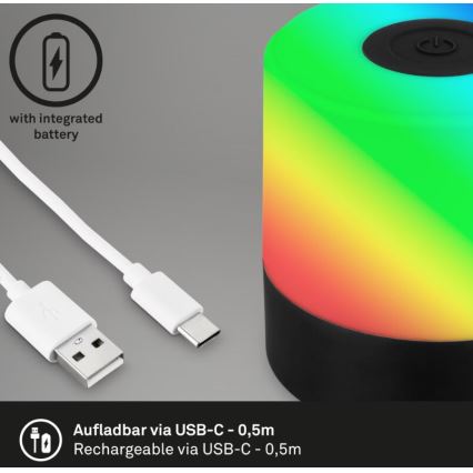 Briloner 7462015 - LED RGB punjiva spoljašnja stona lampa LED/1,5W/5V IP44 1200 mAh crna