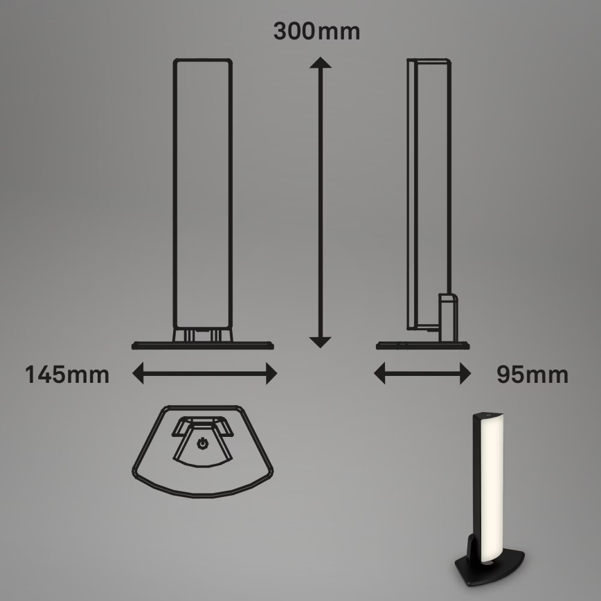 Briloner 7474-015 - LED Prigušiva dodirna punjiva vanjska stona lampa 2u1 LED/7W/5V 2x2200 mAh USB 3000K IP44 crno