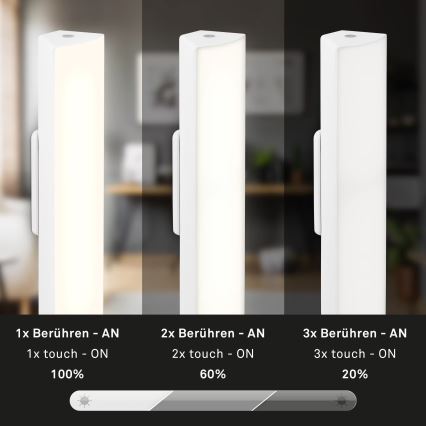Briloner 7474-016 - LED Prigušiva dodirna punjiva vanjska stona lampa 2u1 LED/7W/5V 2200 mAh USB 3000K IP44 bela