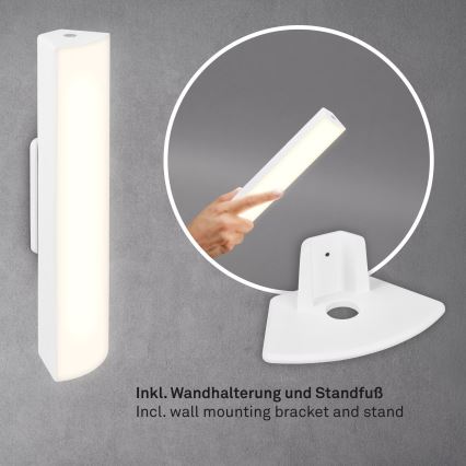 Briloner 7474-016 - LED Prigušiva dodirna punjiva vanjska stona lampa 2u1 LED/7W/5V 2200 mAh USB 3000K IP44 bela