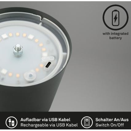 Briloner 7507015 - LED RGB Prigušiva punjiva vanjska stona lampa 2u1 LED/2,5W/5V IP44 antracit
