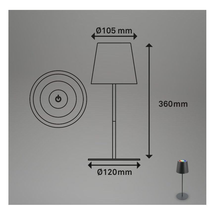 Briloner 7507015 - LED RGB Prigušiva punjiva vanjska stona lampa 2u1 LED/2,5W/5V IP44 antracit