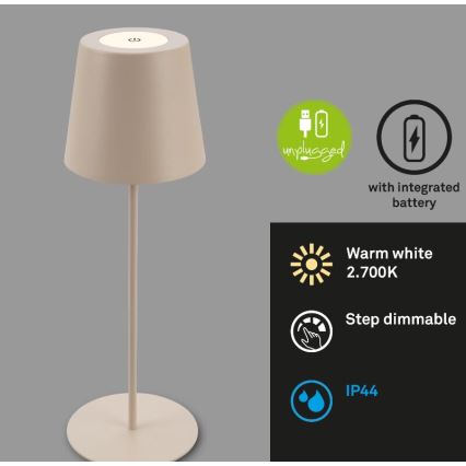 Briloner 7508011 - LED Prigušiva punjiva vanjska stona lampa 2u1 LED/2,5W/5V IP44 bež
