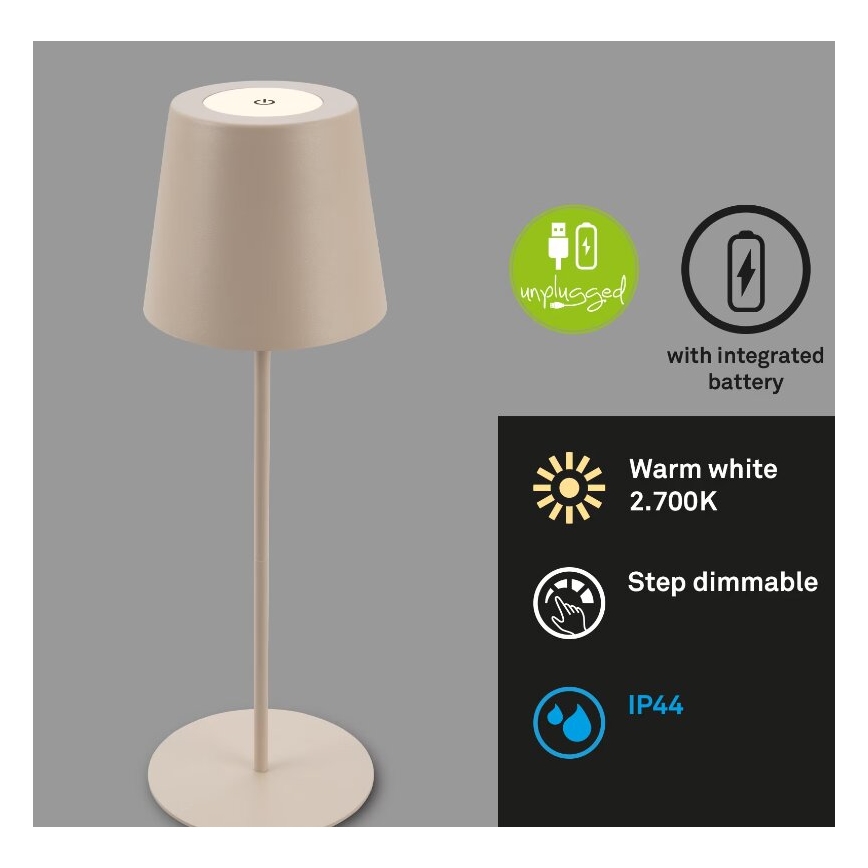 Briloner 7508011 - LED Prigušiva punjiva vanjska stona lampa 2u1 LED/2,5W/5V IP44 bež