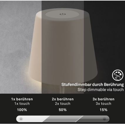 Briloner 7508011 - LED Prigušiva punjiva vanjska stona lampa 2u1 LED/2,5W/5V IP44 bež