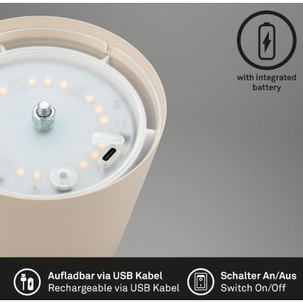 Briloner 7508011 - LED Prigušiva punjiva vanjska stona lampa 2u1 LED/2,5W/5V IP44 bež