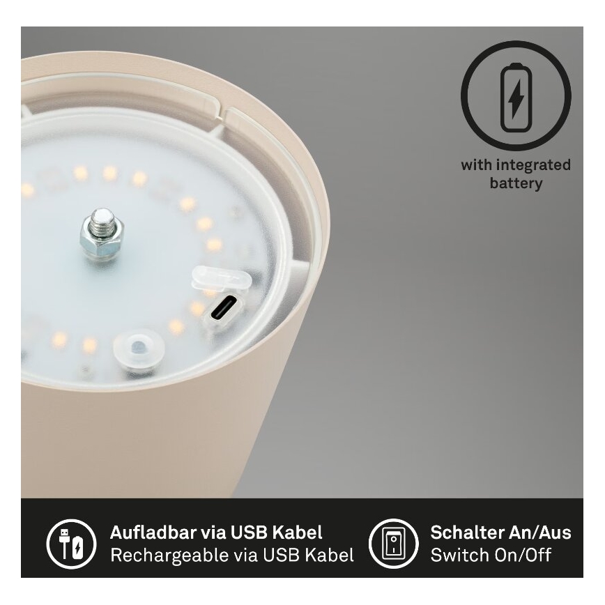 Briloner 7508011 - LED Prigušiva punjiva vanjska stona lampa 2u1 LED/2,5W/5V IP44 bež