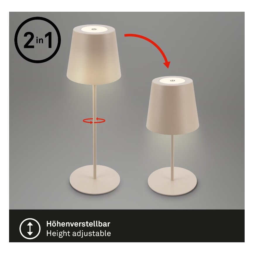 Briloner 7508011 - LED Prigušiva punjiva vanjska stona lampa 2u1 LED/2,5W/5V IP44 bež