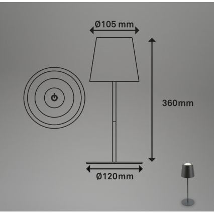 Briloner 7508015 - LED Prigušiva punjiva spoljni stona lampa 2u1 LED/2,5W/5V IP44 crno