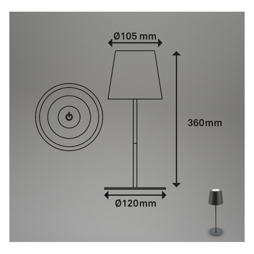 Briloner 7508015 - LED Prigušiva punjiva spoljni stona lampa 2u1 LED/2,5W/5V IP44 crno