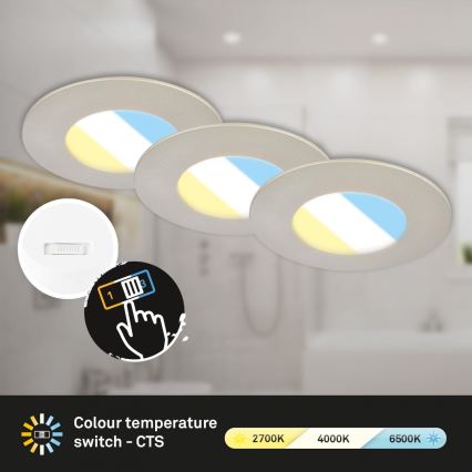 Briloner 7598032 - Set 3x LED Ugradbena lampa za kupatilo LED/4,9W/230V IP44 2700/4000/6500K mat krom