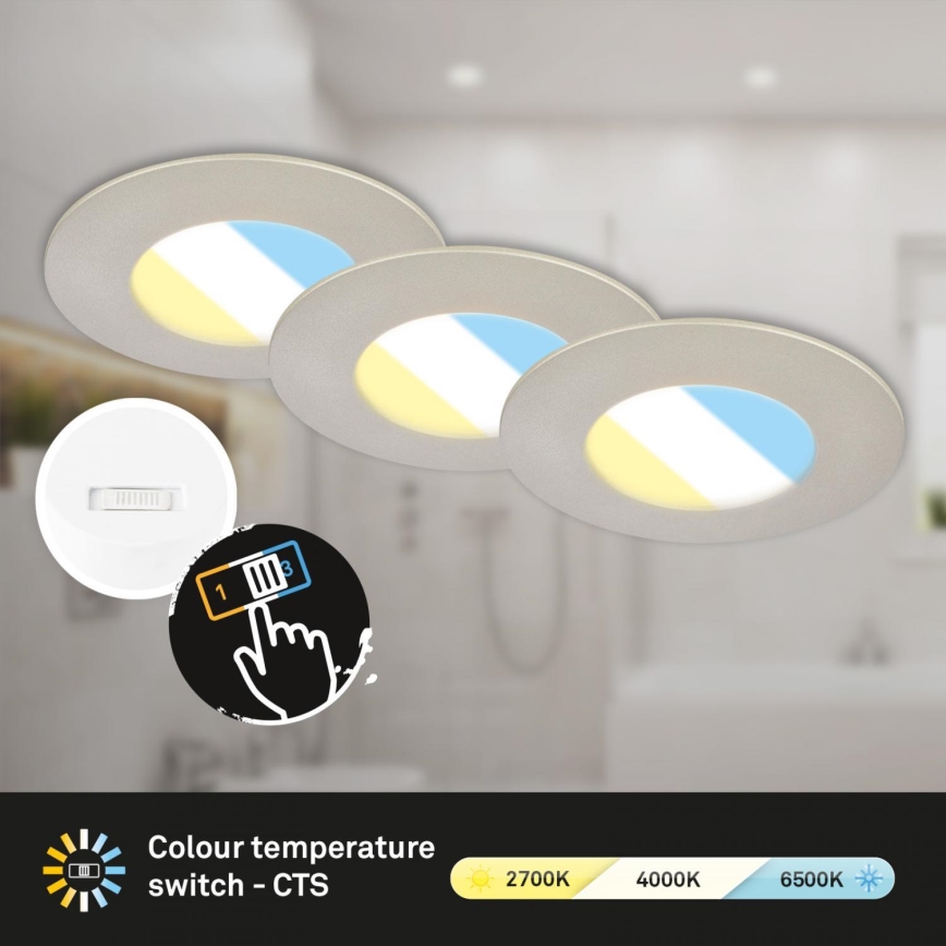 Briloner 7598032 - Set 3x LED Ugradbena lampa za kupatilo LED/4,9W/230V IP44 2700/4000/6500K mat krom