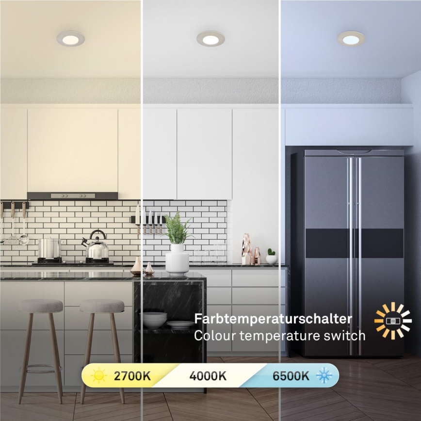 Briloner 7598032 - Set 3x LED Ugradbena lampa za kupatilo LED/4,9W/230V IP44 2700/4000/6500K mat krom