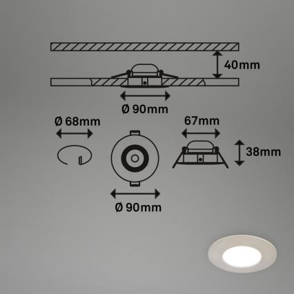 Briloner 7598032 - Set 3x LED Ugradbena lampa za kupatilo LED/4,9W/230V IP44 2700/4000/6500K mat krom