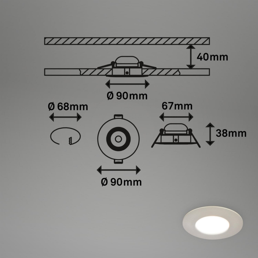 Briloner 7598032 - Set 3x LED Ugradbena lampa za kupatilo LED/4,9W/230V IP44 2700/4000/6500K mat krom