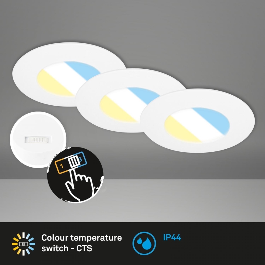 Briloner 7598036 - Set 3x LED Ugradbena lampa za kupatilo LED/4,9W/230V IP44 2700/4000/6500K bela