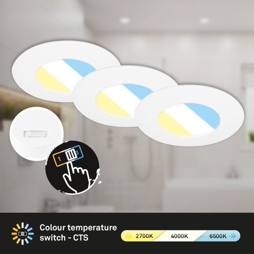 Briloner 7598036 - Set 3x LED Ugradbena lampa za kupatilo LED/4,9W/230V IP44 2700/4000/6500K bela
