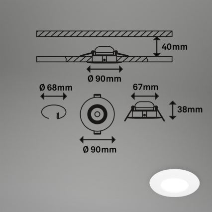 Briloner 7598036 - Set 3x LED Ugradbena lampa za kupatilo LED/4,9W/230V IP44 2700/4000/6500K bela